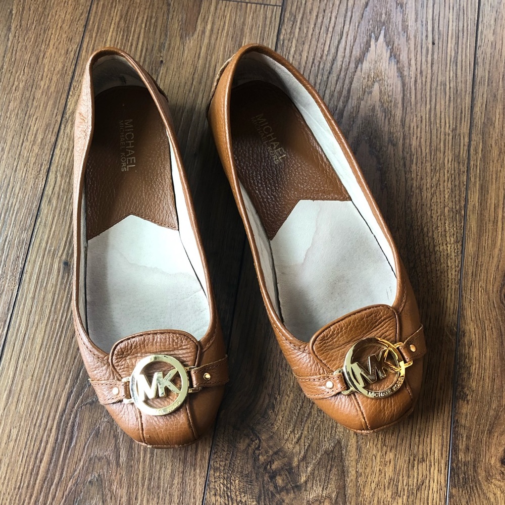 Michael Kors Fulton Moc flats, cognac and gold